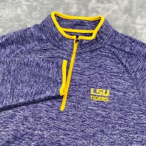 LSU Tigers Mens Large Purple Space Dye Quarter Zip Pullover NWT Colosseum